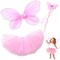 Butterfly Craze Fairy Princess Tutu Costume Set - Includes Glittery Sparkle Wings, Tutu Skirt, & Wand for Girls' Dress Up, Pretend Play & Ballet Dance Recitals, For Toddlers and Kids, Pink, Medium
